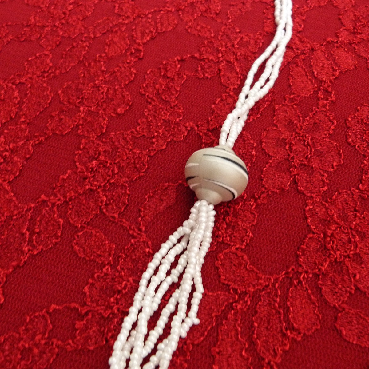 Collier Sautoir Multirang Couleur Ivoire - Thème Mariage - Matière Tissu - Neuf Sans Emballage - Fabriqué En France