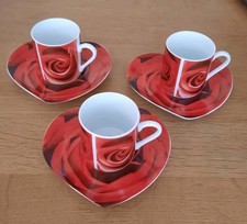 Espresso Tassen Set Liebe Herz Rosen Rot Romantisch