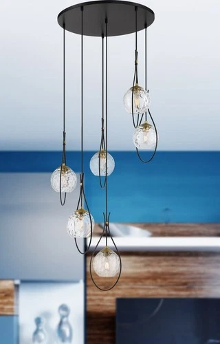 Minka Lavery 1536 Cody 6 Light 28"W Pendant - Coal / Soft Brass - Picture 3 of 8