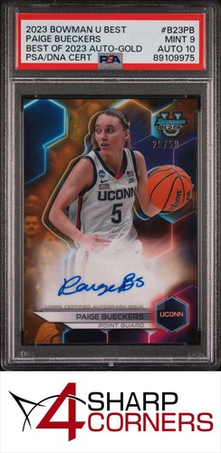 2023 BOWMAN U BEST AUTO GOLD REFRACTOR PAIGE BUECKERS RC #/50 PSA 9 DNA AUTO 10