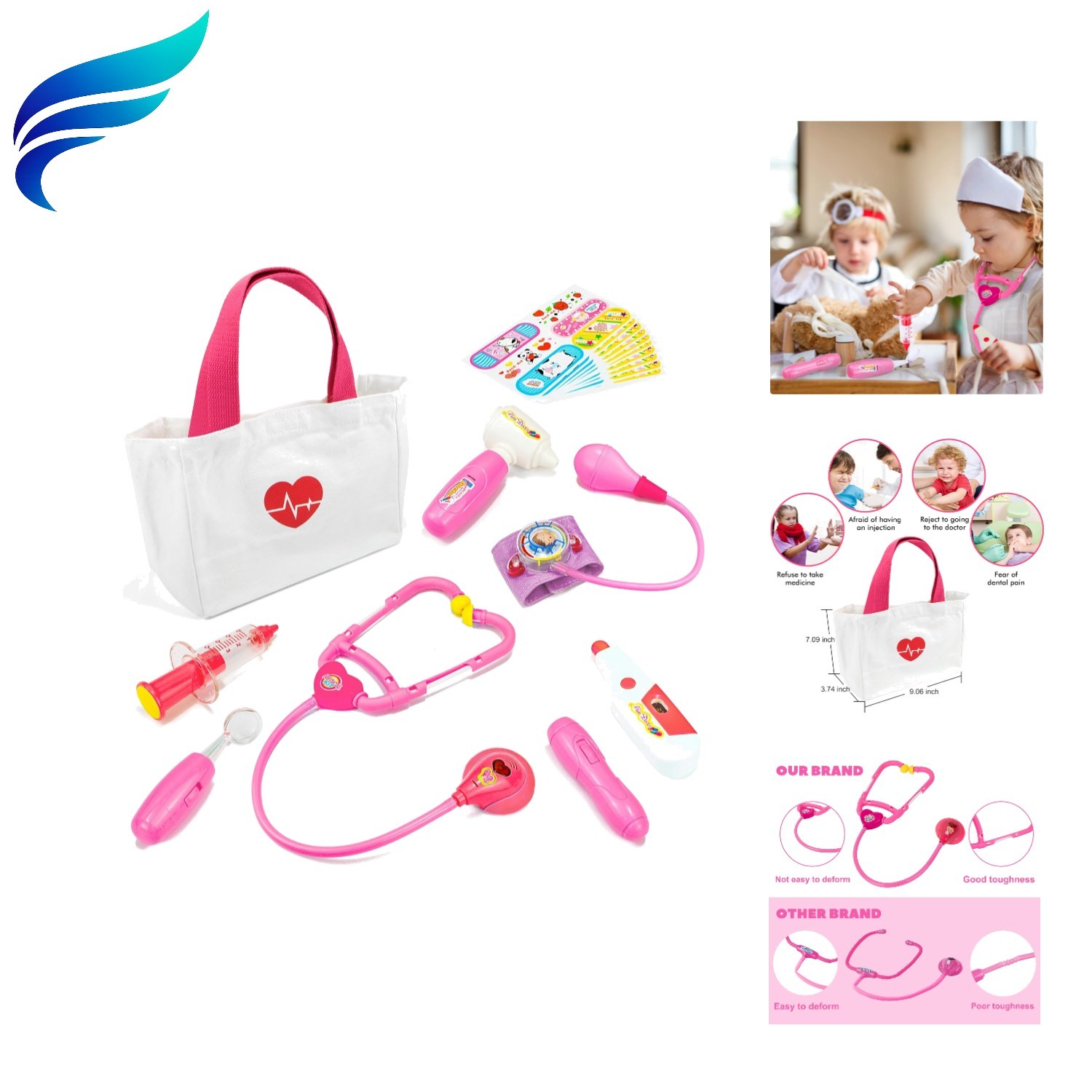Doctor Kit for Toddlers 3-5  Old, 18-Piece Doctor Bag Preten