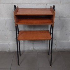 Meuble En Bois Et Métal Avec Compartiment Ouvert Et Étagère Vintage Années 60