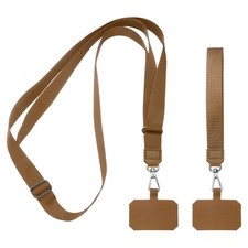 Phone Lanyards 2Pcs - 1Pcs 55" Neck Strap, 1Pcs Wrist Strap with Pad, Brown