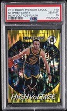 2019 PANINI HOOPS PREM STOCK HIGH VOLTAGE FLASH #10 STEPHEN CURRY PSA 10