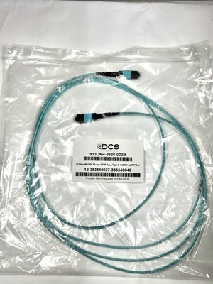 New MTP  Corning Fiber (8) OM4 MM 3.0mm 50/125 OFNP/Plenum Aqua Type-B 3M/10FT