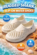 Rugged Shark Slip On Water Shoes White Floatable Washable Big Kid Size 1 Unisex