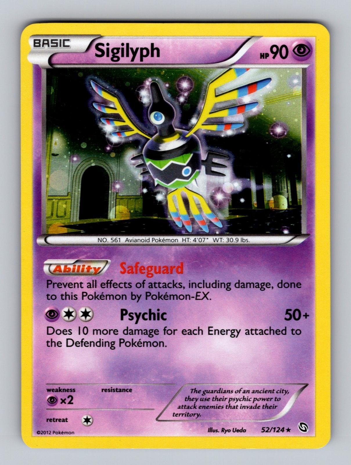 Sigilyph 52/124 Holo Rare Dragons Exalted Pokemon Lightly Played