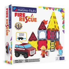 MAGNA-TILES Fire Rescue 27-Piece Magnetic Construction Set, The Original Magn...