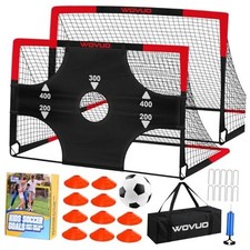 Kids Soccer Goals for Backyard Set of 2, 6x4 ft Portable Toddler Black Red