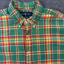 Vintage Ralph Lauren Tartan Plaid Button Down Long Sleeve Oxford Shirt RARE L