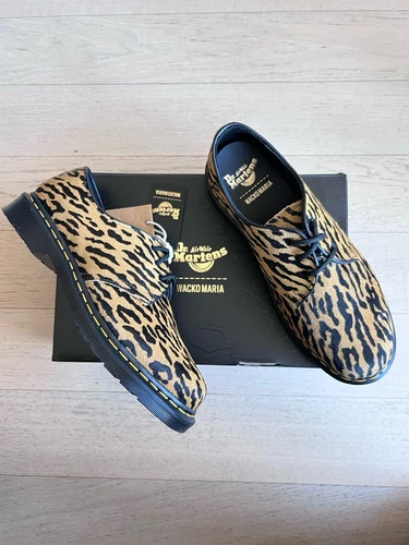 Dr Martens Wacko Maria 1461 cheveux sur mollet Supreme Tiger Camo Camel 10 9 NEUF