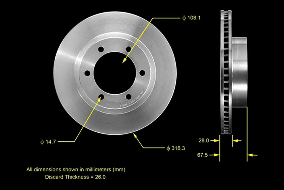 For Toyota Tacoma 05-17 Bendix Global Premium Plain Vented Front Brake Rotor Foto 2 de 2