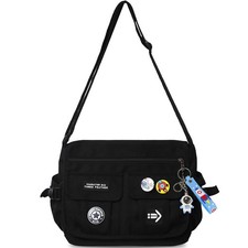 Fashion Crossbody Bag with Cute Accessories Nylon Casual Messenger Bag with P...