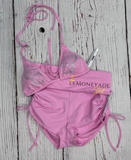 VS PINK Bling Butterfly Triangle Bikini Top High Waist Foldover Bikini Bottom M