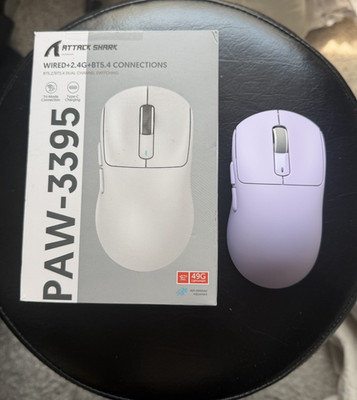 Attack Shark PAW-3395 Tri-Mode Wireless Gaming Mouse Purple 6-Button