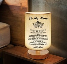 To My Mom Mother Day Birthday Gifts - Engraved Table Lamp, Dimmable Bedside Nigh