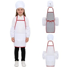 Kids Apron Chef Hat Set Childrens Cooking Baking Aprons Boys Girls DIY Painting