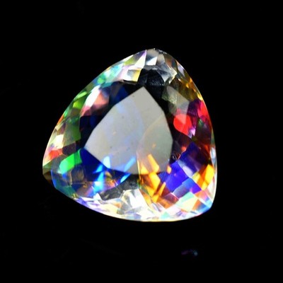 25.1 Ct Lab-Create Rainbow Mystic Topaz CERTIFIED Trillion Shape Loose Gemstone