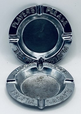 Paar silber Metall Vintage Spieler bitte Werbung Aschenbecher Männerhöhle Kneipe Bar