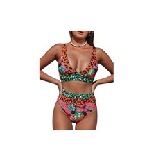 NWT Women's Leopard Bikini Swimsuits High Waisted 2 Piece Bathing Suits Medium