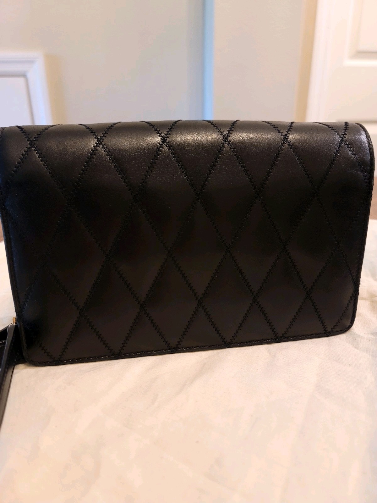 Saint Laurent Mini Borsa a Tracolla Nera Catena Becky Pelle di Agnello Trapuntata