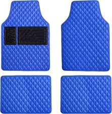 Luxury Faux Leather Automotive Floor Mats All Weather for Cars Truck Blue