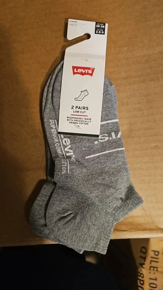 Levi's Mens 2 pair Low Cut Socks Warm Thick Heel Toe Protection (Size UK 2.5-5) - Image 3 of 3