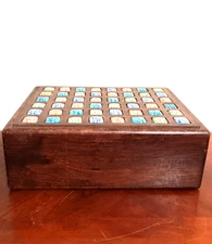 Mid-Century Millifiori Murano Mosaic Heavy Dark Wood Jewelry Box