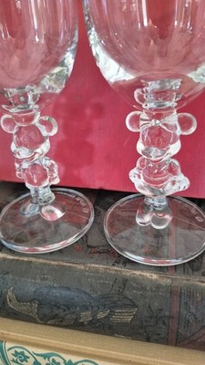 3-D Disney Mickey and Minnie Mouse Clear Water or Wine Glasses~Pair