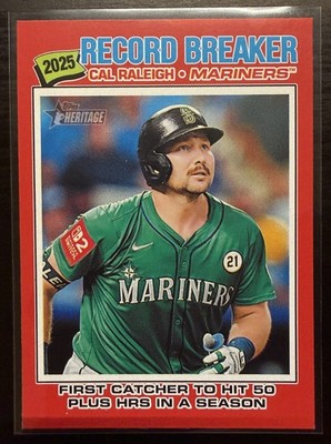 Cal Raleigh [Red Bordered] #231 Record Breaker 2026 Topps Heritage - Mariners