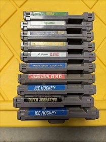 10x NES Nintendo Entertainment System Game Lot  Hockey Golf Jeopardy Football