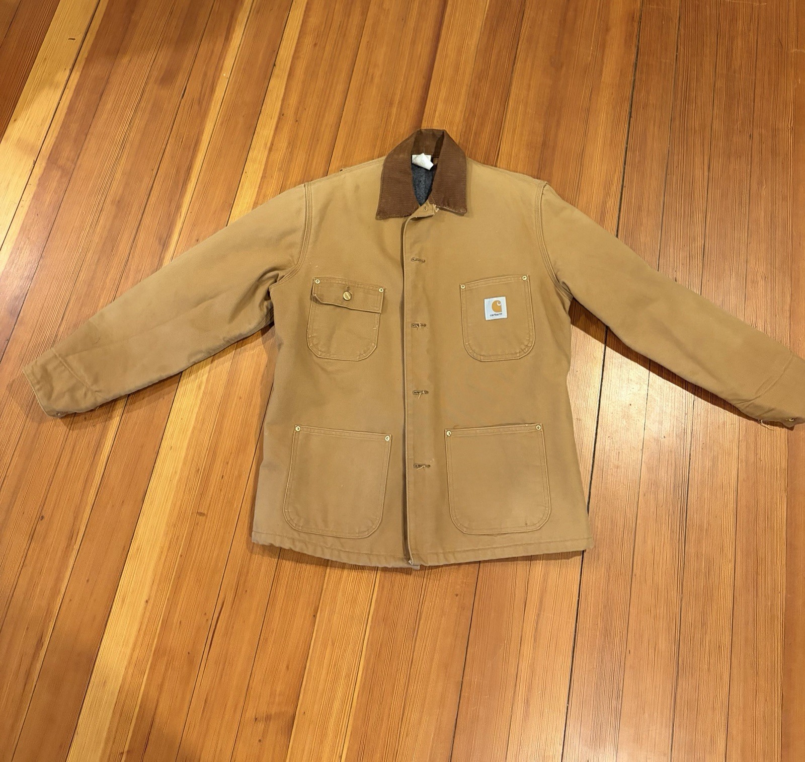Carhartt Men’s M Brown Work Jacket Cotton Shell Lined Button Pockets
