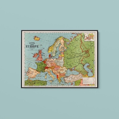 George Washington Bacon - Bacons Standard Map of Europe - Paper or Canvas