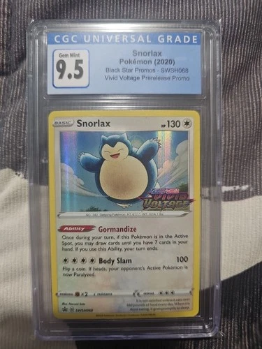 Pokemon Snorlax TCG CGC 9.5 Mint Vivid Voltage Prerelease Promo SWSH068