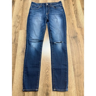 American Eagle Outfitters Hi-Rise Jegging Womens 6 Blue Super Stretch Distressed