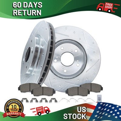 Front Drilled Slotted Rotors Ceramic Pads for Honda CR-V Crosstour 2012-2016