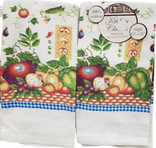 Set of 2 Same Printed Kitchen Terry Towels 15"x25" VEGETABLES, VEGGIES 1, BH