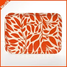 Ikea HOSTAGILLE HÖSTAGILLE Small Serving Tray 8"x11" Orange Leaves Pattern, NEW