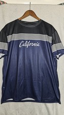 Mans Athletic T Shirt Shorts Set California Graphic, Blue, And White