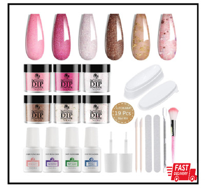 Dip Powder Nail Kit Starter, 6 Colors All Seasons Nude Pink 6, 6 Color 