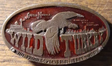1974 Beramont Brass Works Austin Nichols Wild Turkey Belt Buckle 4 X 2 1/4