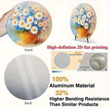 Vintage Wildflower Daisy Round Floral Aluminum Wall Decor