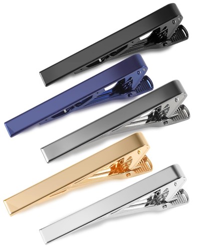5 Fermacravatta Uomo In Acciaio Inox &ndash; 5 Stili Classici Differenti &ndash; Confezione Regalo