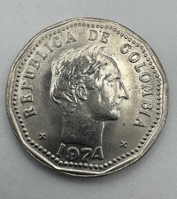 COLOMBIA 1974 50 CENTAVOS  Coin Nickel Clad Steel Francisco de Paula Santander