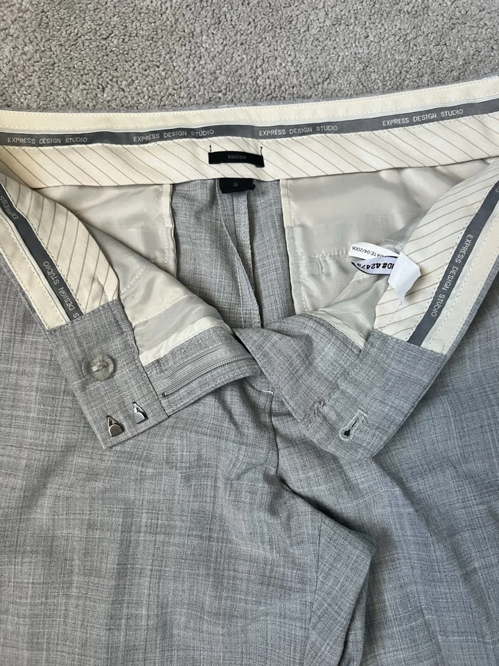 Vtg Express Design Studio Editor Women’s Pants Sz 8 Light Gray Straight Casual - Image 3 of 4