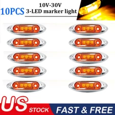 10X Amber 4" Marker Lights 3LED Truck Trailer RV Clearance Side Light Waterproof