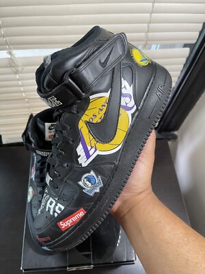 Nike Supreme x NBA x Air Force 1 07 Mid Black Size 11.5 Worn