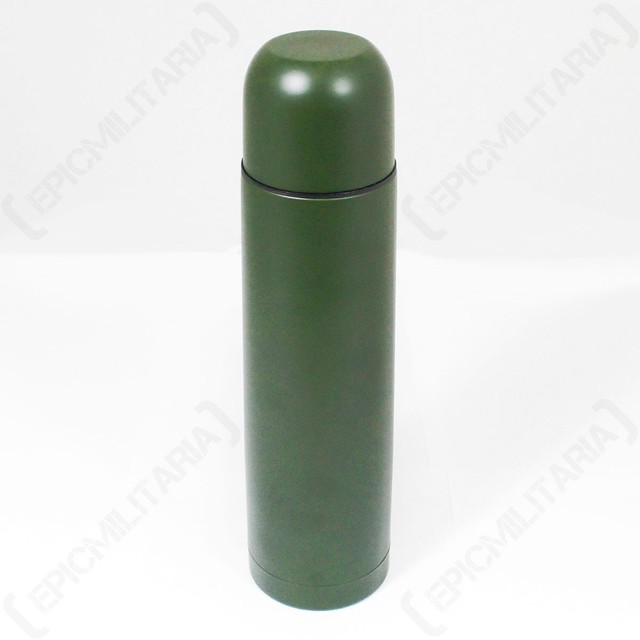 Olive Green Thermal Flask 1L Thermos Travel Camping Hot Cup Bottle