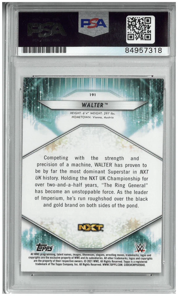 WALTER SIGNED AUTOGRAPH SLABBED  2021  WWE TOPPS CARD PSA  DNA GUNTHER - Image 2 of 2