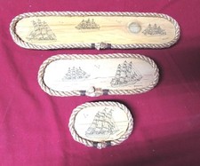 Handmade Wall Plaques of Tall Ships By Benner Lot of 3